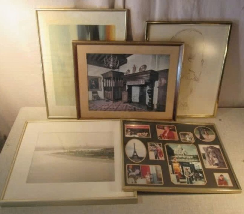 5 Leuke Vergulde Fotolijsten - 38x30, Ophalen of Verzenden, Zo goed als nieuw, Met glas, Standaard fotolijst