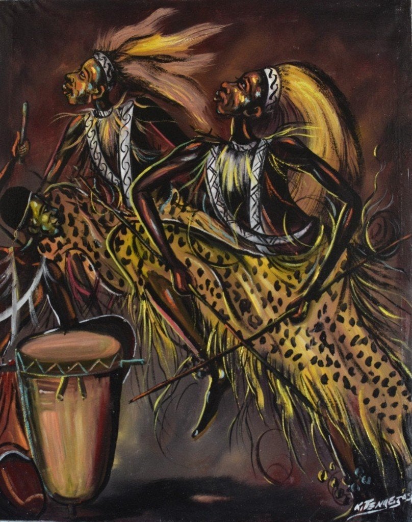 KITENGE Joseph - Artiste Congolais, Antiquités & Art, Enlèvement, Signé, Toile