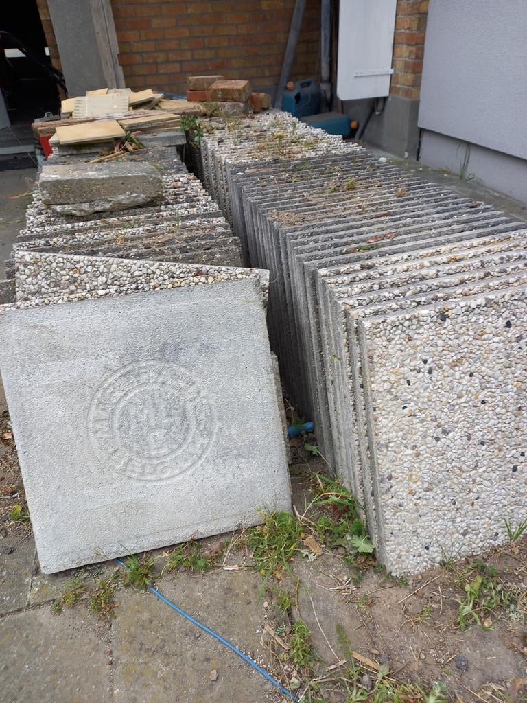 Beige-grijze grindtegels., Tuin en Terras, Ophalen, Beige