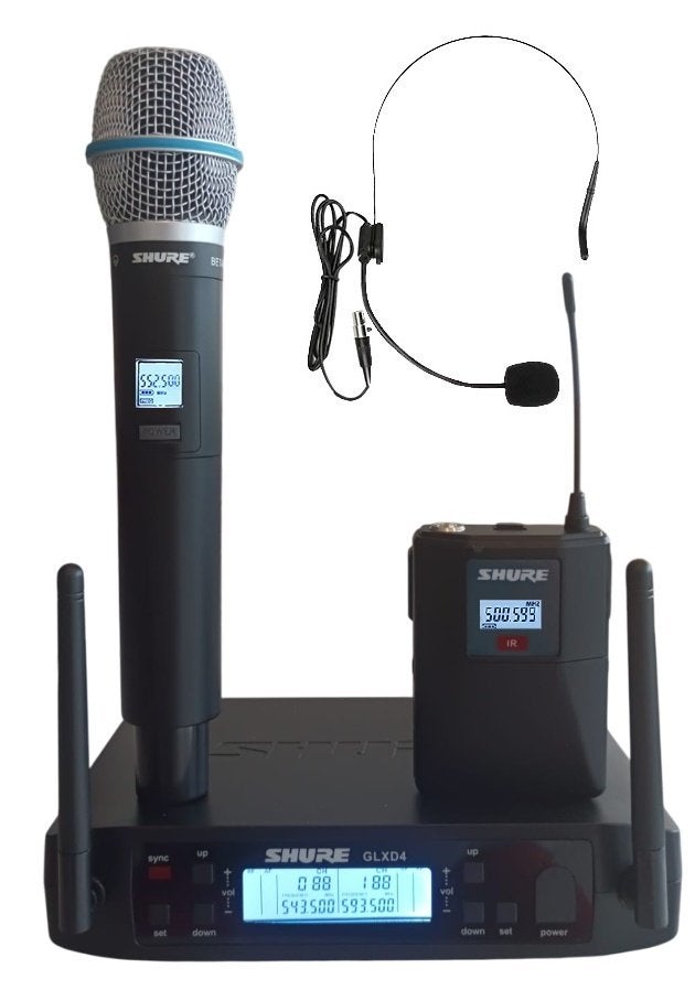 Nieuwe Shure GLXD4 1 handheld & 1 headset Micro, Muziek en Instrumenten, Microfoons, Nieuw, Zangmicrofoon, Draadloos, Ophalen of Verzenden