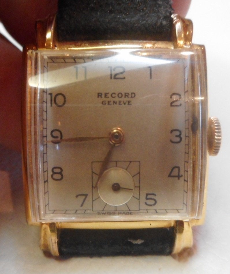 37) Record Geneve carré mécanique rare années 40 vintage, Verzenden, Gebruikt
