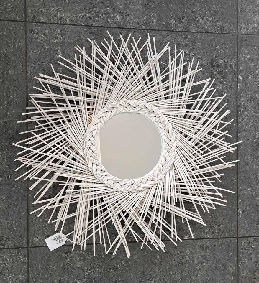 Rotan spiegel, Neuf, Moins de 100 cm, Rond, Enlèvement