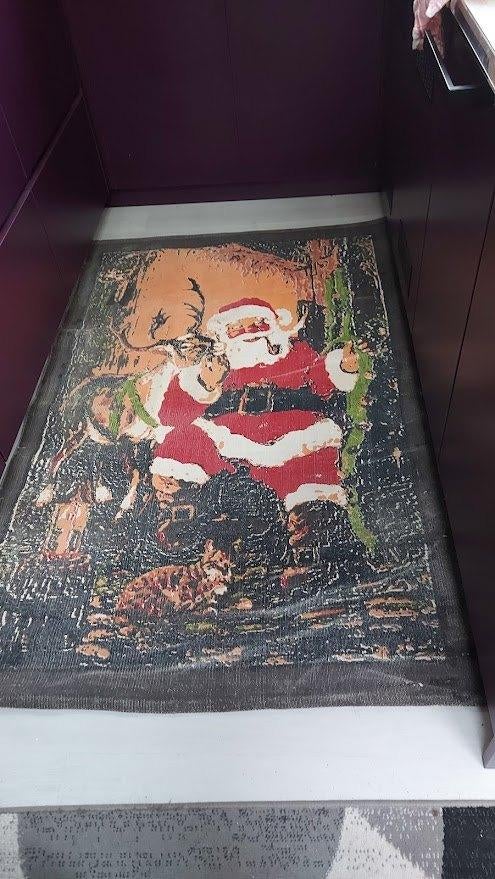 Vloerkleed kerstman, handgeweven, gereinigd, Huis en Inrichting, Ophalen, Gebruikt