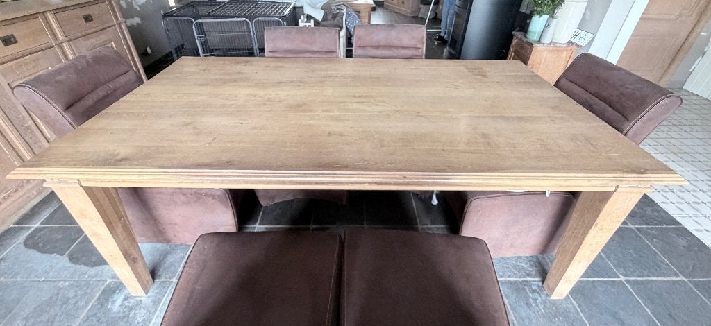 Massieve eiken eettafel 2m lang (stoelen gratis erbij)?, Maison & Meubles, Tables | Tables à manger, Utilisé, 100 à 150 cm, 200 cm ou plus