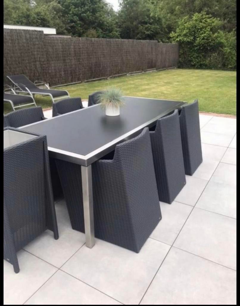 6 moderne tuinstoelen van het merk Some donkergrijs, Ophalen, Zo goed als nieuw, Kunststof