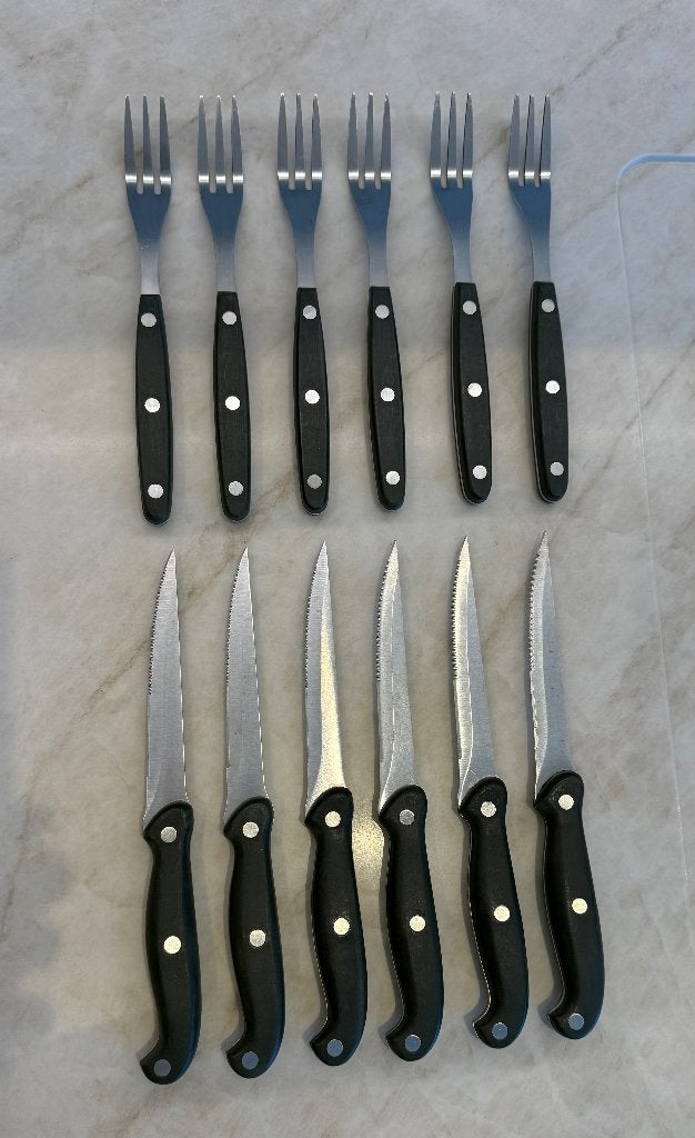 Steak bestek - 6-delige set, Maison & Meubles, Cuisine | Couverts, Enlèvement, Comme neuf, Set de couverts, Autres types
