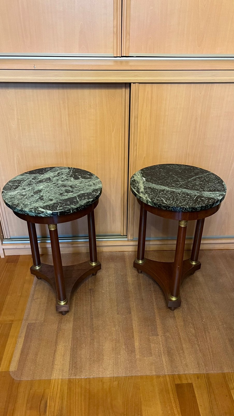 2 tables en marbre vert style empire, Maison & Meubles, Enlèvement, Comme neuf