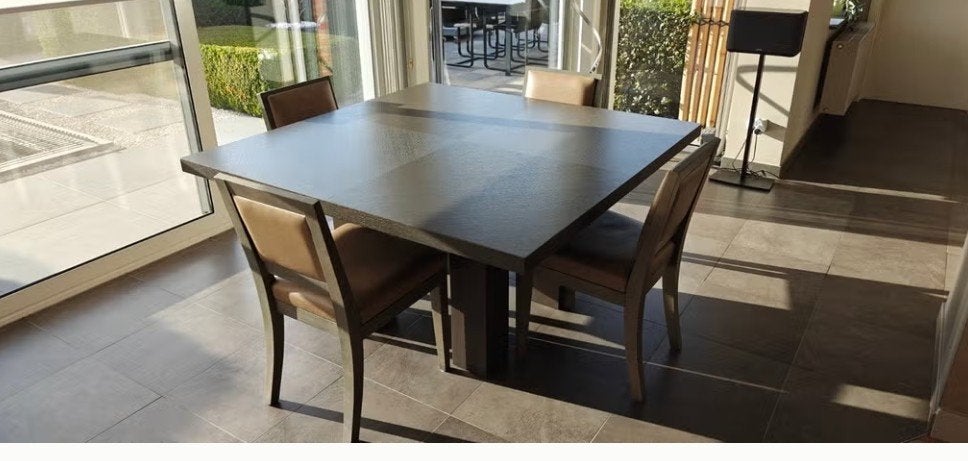 eetkamertafel met 4 stoelen, Ophalen, Zo goed als nieuw, Vier personen, 100 tot 150 cm