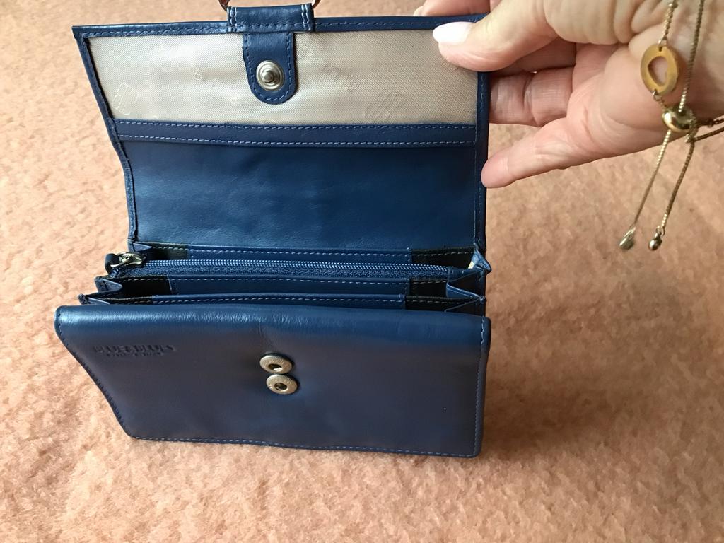 Portemonnee leer , marine blauw,, Ophalen, Zo goed als nieuw, Blauw