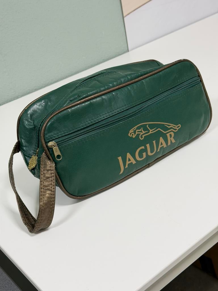 Trousse de toilette verte en cuir véritable Jaguar RARE !, Collections, Enlèvement ou Envoi, Comme neuf, Voitures