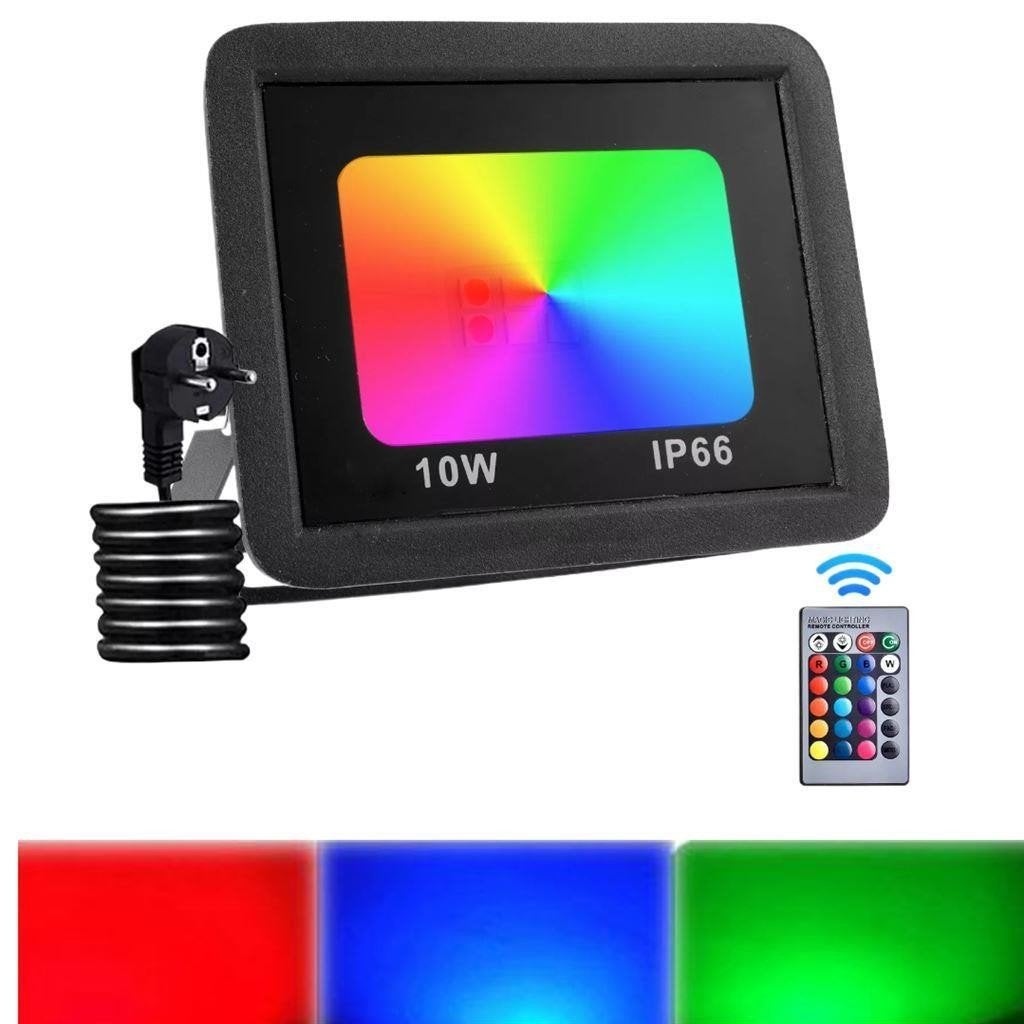 RGB LED-Buiten verlichting met afstand bediening 10 Watt, Jardin & Terrasse, Éclairage extérieur, Enlèvement ou Envoi, Neuf, Aluminium