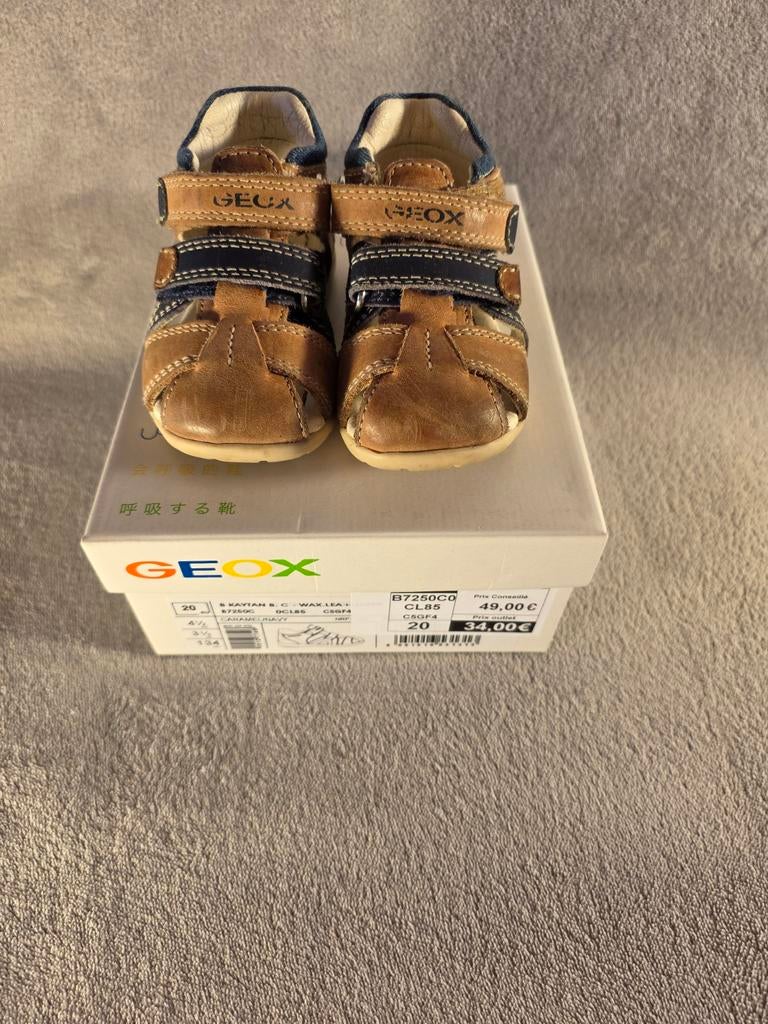 Geox sandalen maat 20 – leer bruin/blauw – eerste stapjes, Kinderen en Baby's, Babykleding | Schoentjes en Sokjes, Ophalen of Verzenden