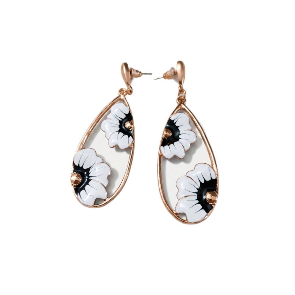 oorbellen met bloemen, Handtassen en Accessoires, Overige materialen, Hangers, Verzenden, Zwart