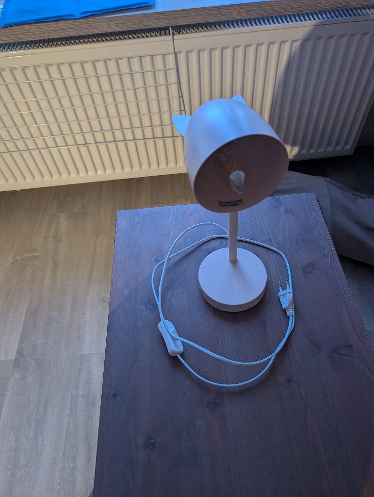 Lampe de table et de bureau en forme de chat rose, Source lumineuse incluse, Rose, Lampe figurine, Minimaliste