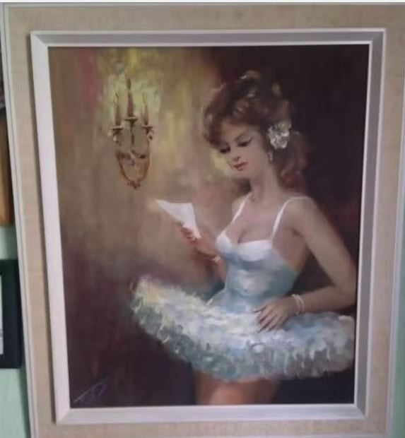 schilderij origineel Eugène Tissot Ballerina 60er, Portrait ou Personnes, Enlèvement, Encadré, Toile