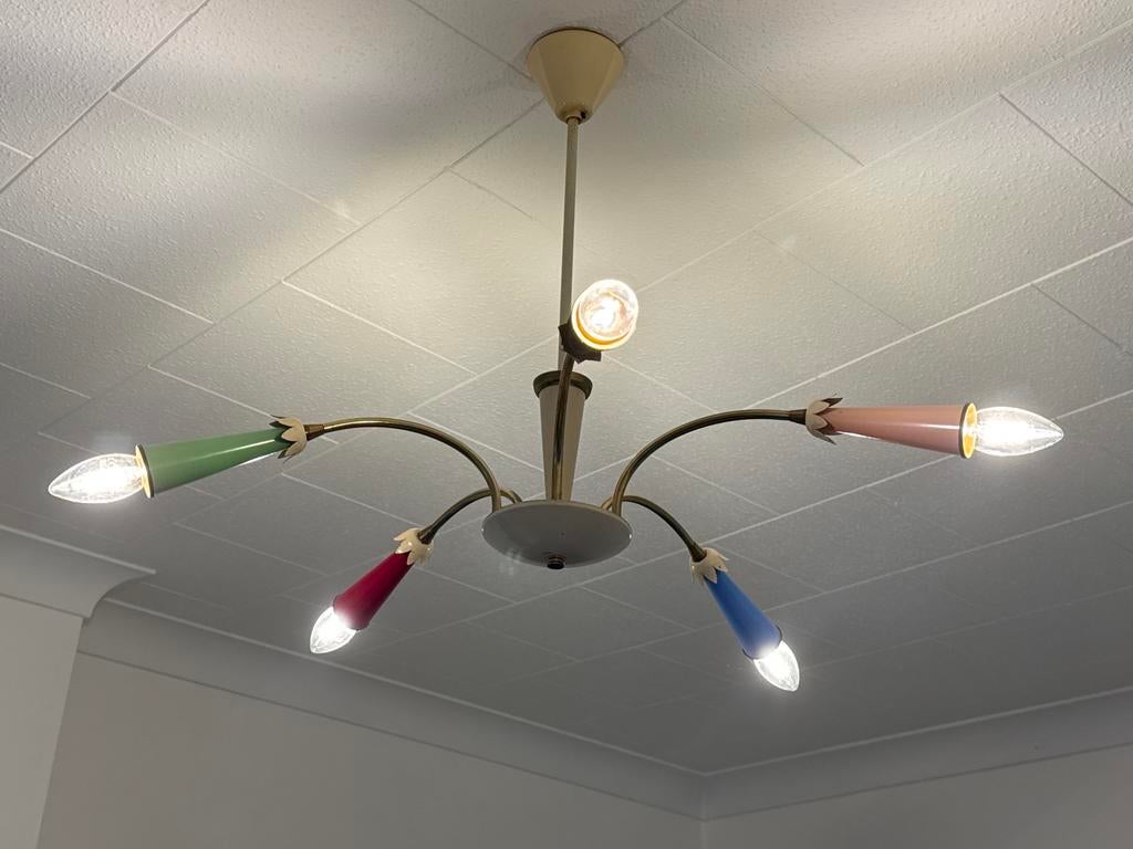 Vintage mid-century sputnik plafondlamp 1950/60 design, Ophalen