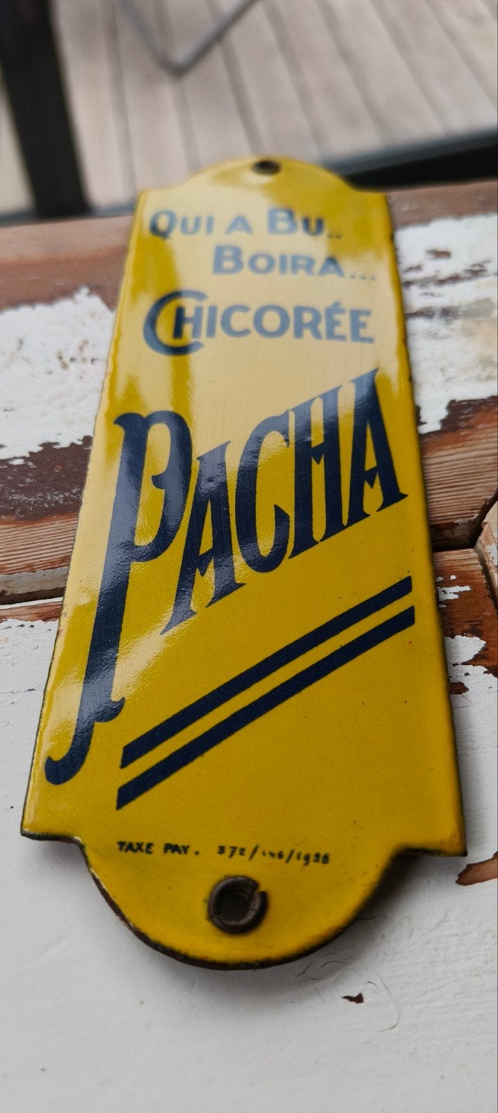 Geëmailleerde reinigingsplaat „Chicory Pacha”, Verzamelen, Merken en Reclamevoorwerpen, Ophalen of Verzenden