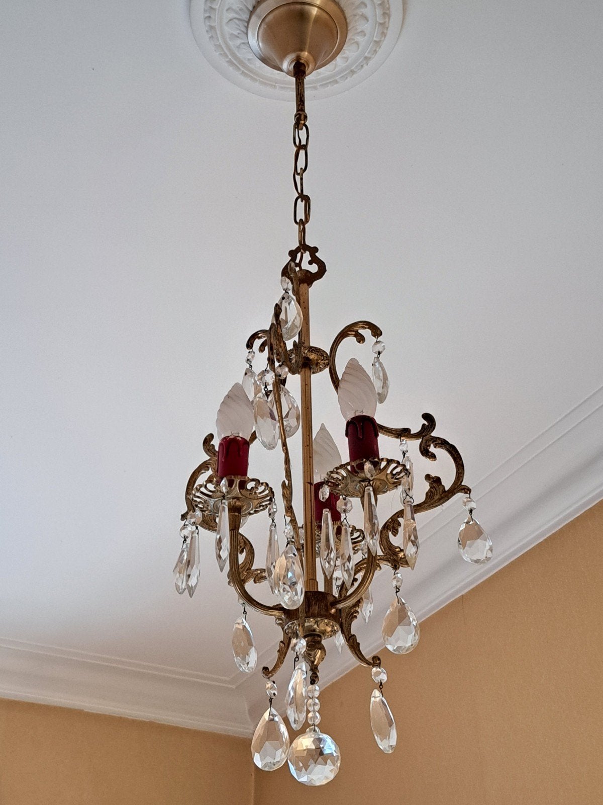 Luster met 3 armen in bronskleur., Huis en Inrichting, Ophalen