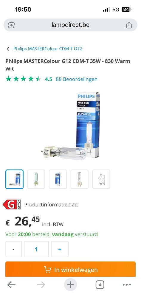 Philips MasterColour CDM-T 35 W 830 G12 | Blanc chaud, Enlèvement ou Envoi, G12, Blanc chaud, Philips