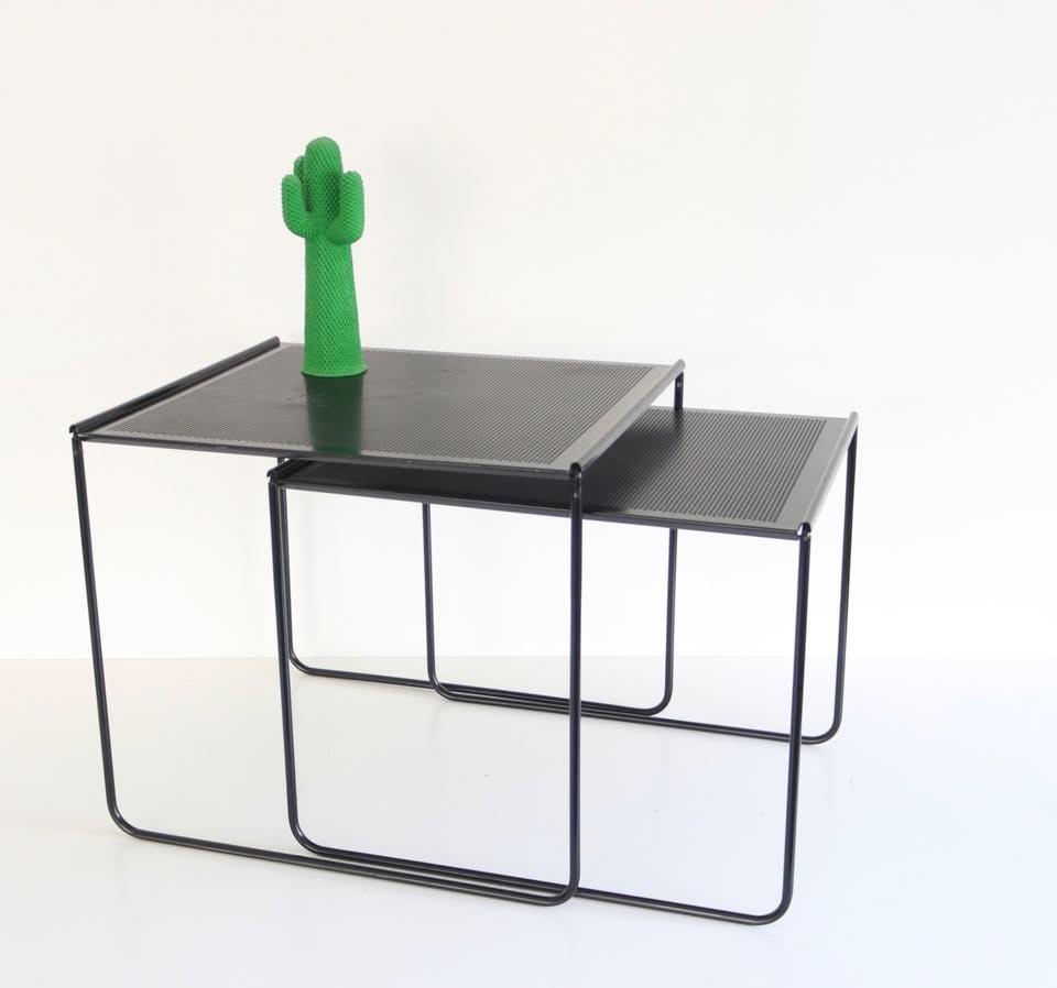 Zwarte Vintage Bijzettafels Mimi Set Nesting Tables Jaren 80, Enlèvement