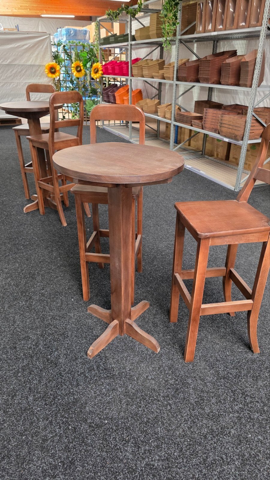 2 houten statafels met 4 stoelen, Enlèvement, Utilisé