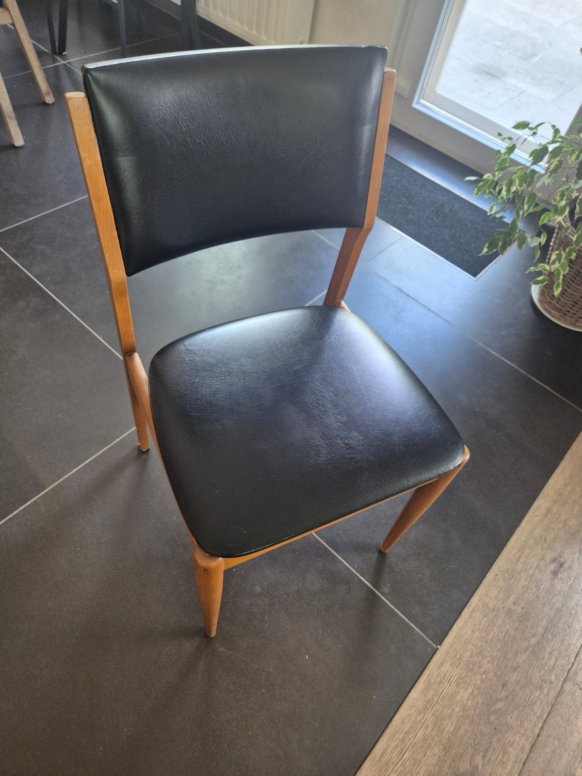 Vintage eetkamerstoelen (6 stuks), Huis en Inrichting, Stoelen, Ophalen, Gebruikt, Zwart, Vintage