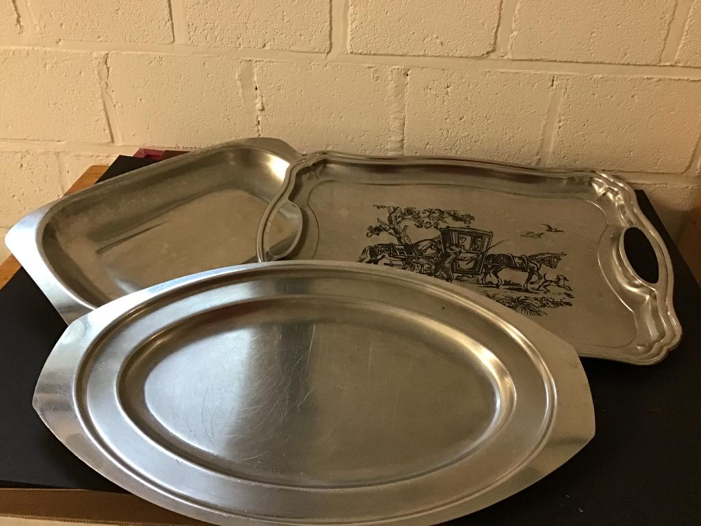 3 inox schotels, Ophalen, Zilver, Metaal, Overige merken