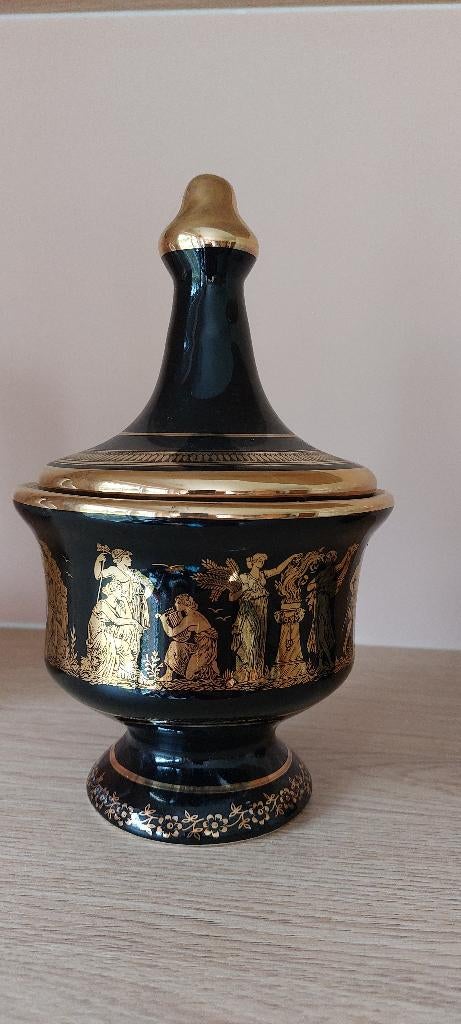 Griekse Pot met Deksel Dagounis 24K Goud & Handgemaakt 1956, Ophalen