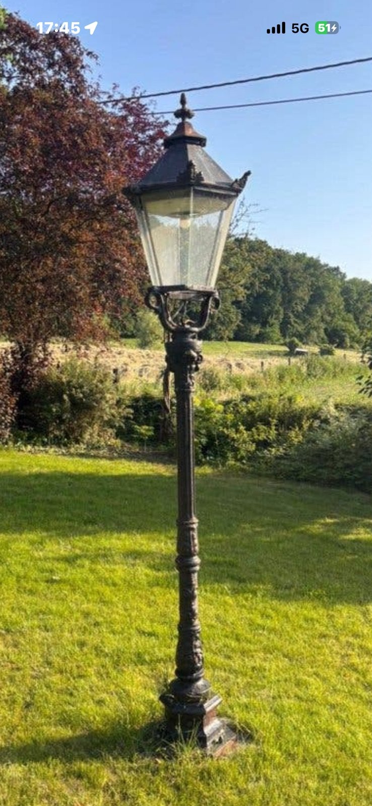 Oude gietijzeren verlichtingspaal jaren 70, Tuin en Terras, Ophalen, Zo goed als nieuw
