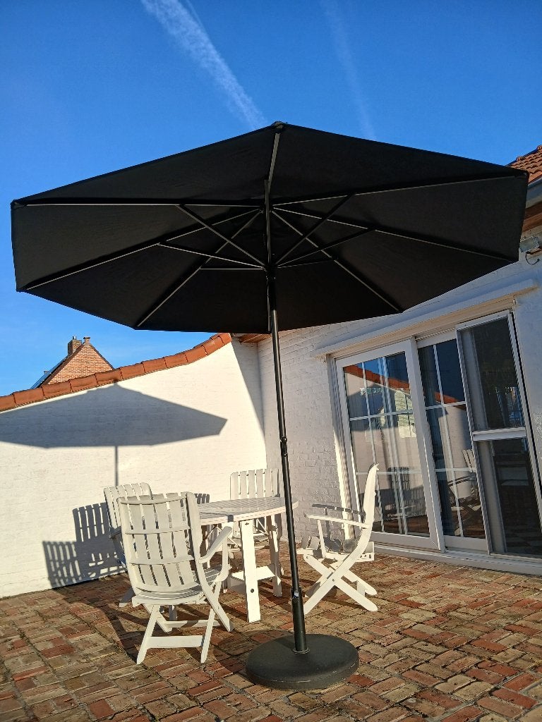 Sta parasol GALDO met parasolvoet en beschermhoes, Jardin & Terrasse, Parasols, 3 à 4 mètres, Comme neuf, Enlèvement, Parasol sur pied