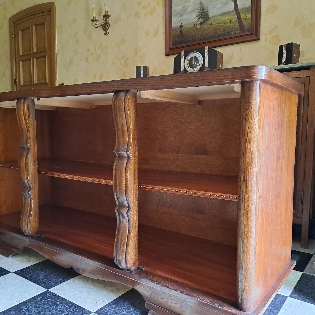 Lage boekenkast jaren 1930-1950, Ophalen, Met deur(en), 150 tot 200 cm, Minder dan 100 cm