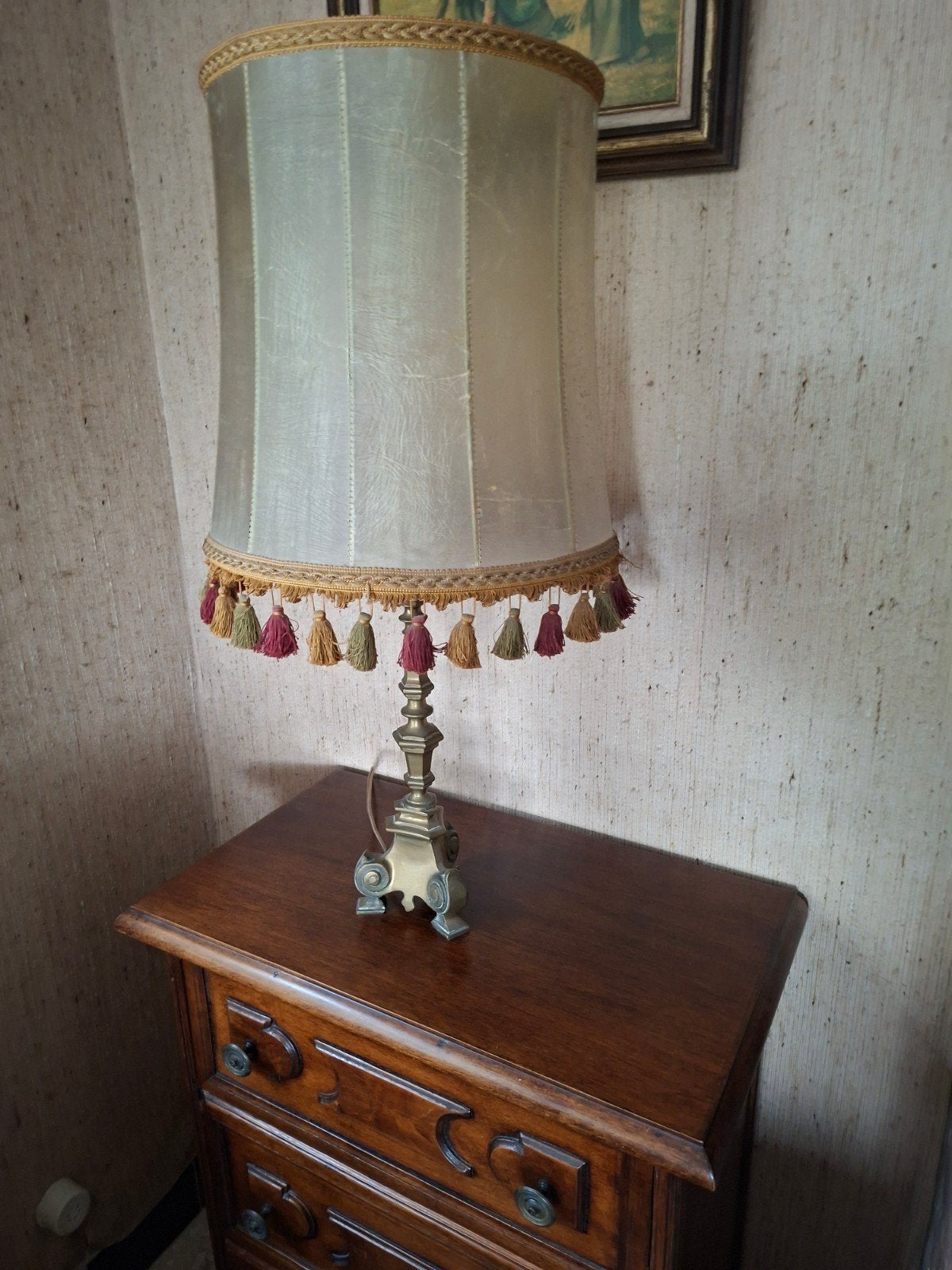 lampekap op koperen voet, Antiek en Kunst, Ophalen