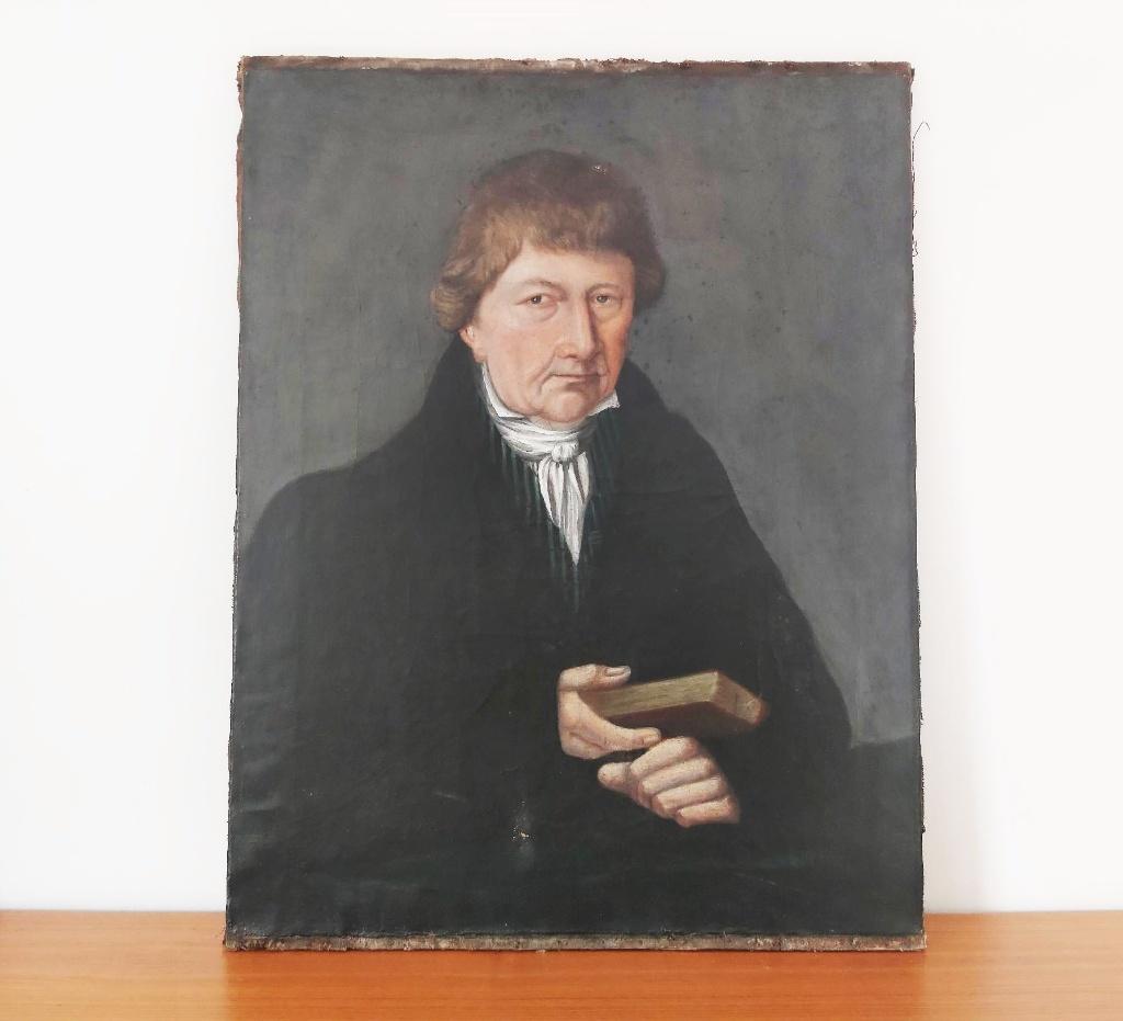 Prachtig oud donker portret (olieverf op doek), Ophalen