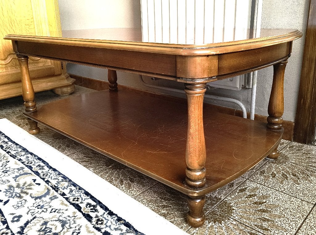 Houten salontafel 60x108 met extra legplank, Ophalen, Gebruikt, 100 tot 150 cm, Klassiek