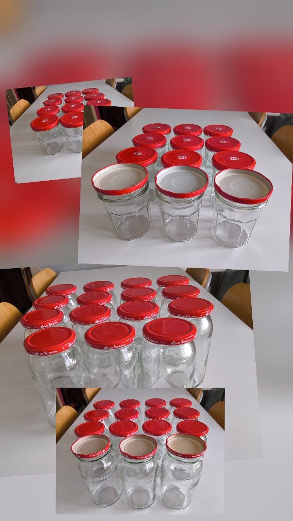 Glazen potten voor jam en conserven (360 & 570 gr), Ophalen of Verzenden, Zo goed als nieuw, Glas, Kom(men)