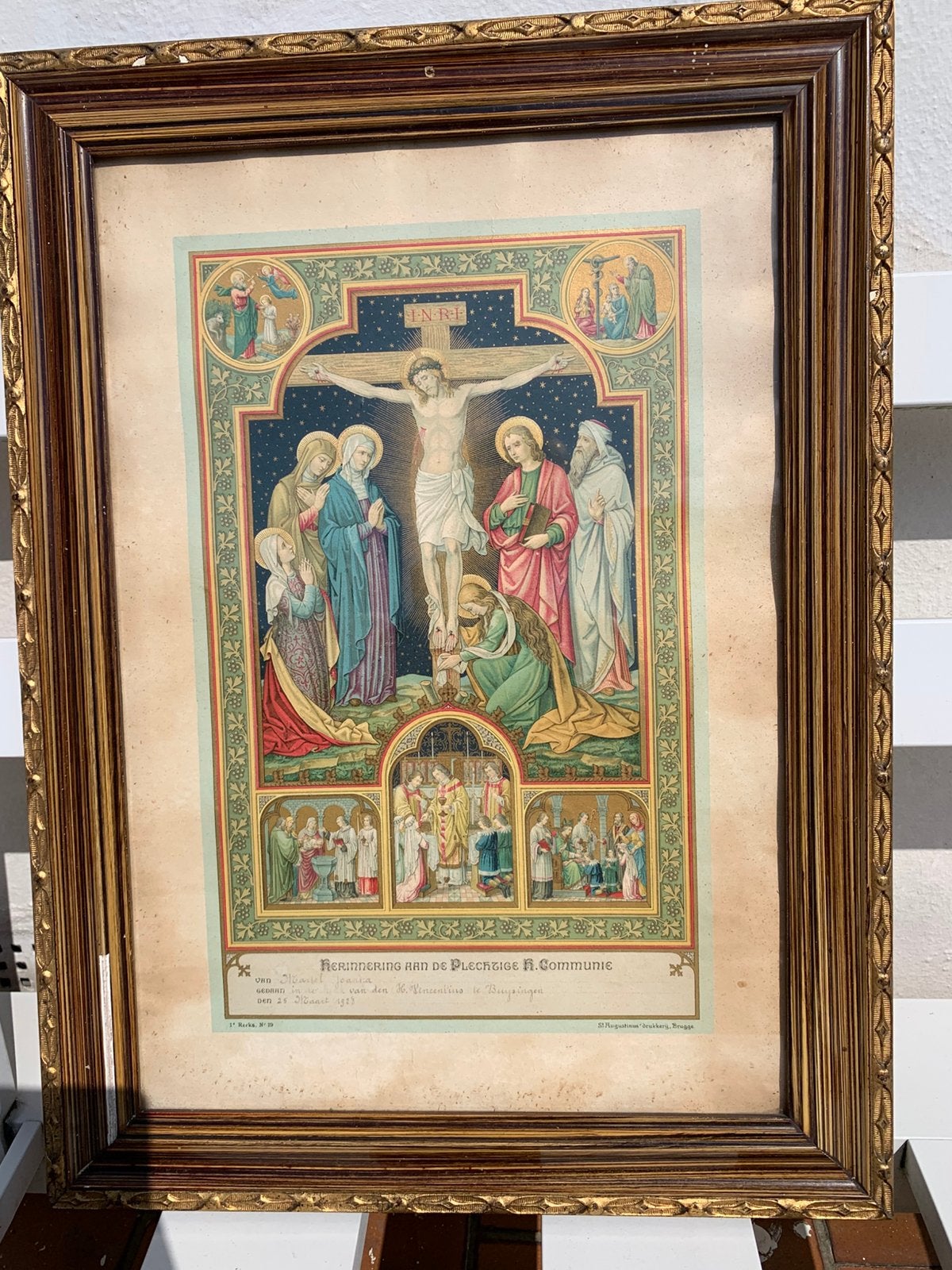 Antieke kader 1928 communie, Ophalen
