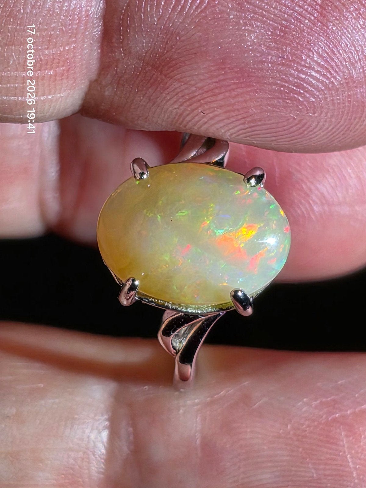 Bague en argent massif 925 avec grande opale naturelle, Neuf, Enlèvement, Avec pierre précieuse, Argent