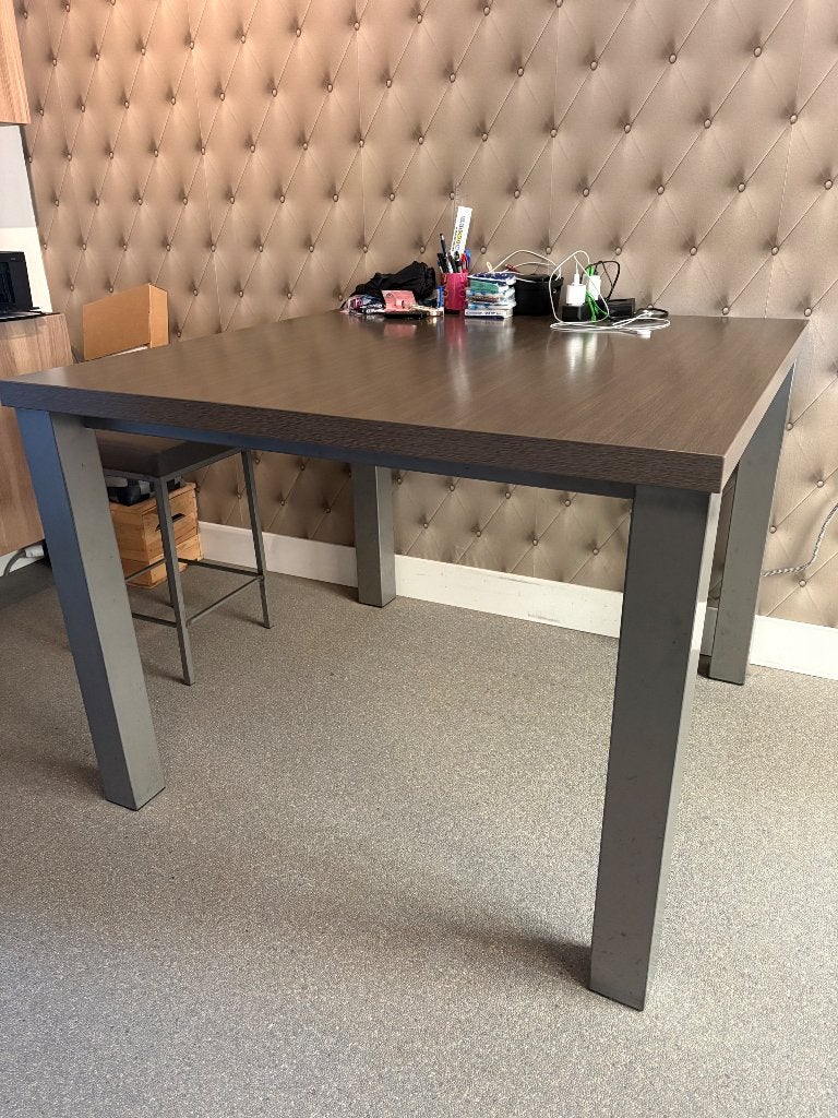 Hoge tafel met 6 krukken, Huis en Inrichting, Ophalen, Gebruikt, Vierkant, Vijf personen of meer