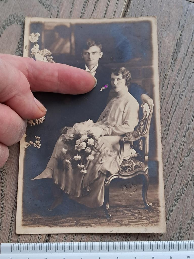 Oude trouwfoto, genomen in Gent., Verzamelen, Ophalen of Verzenden