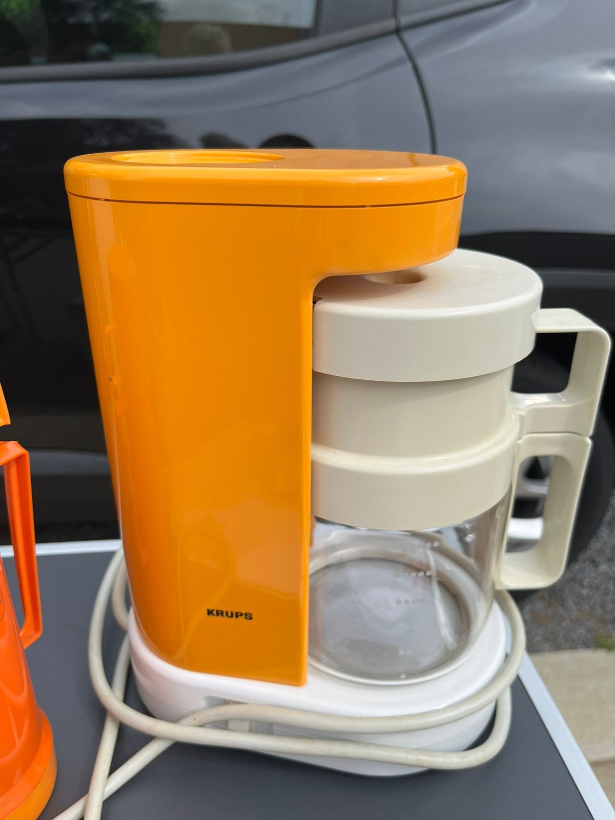 Vintage oranje klein koffiezetapparaat Krups, Elektronische apparatuur, Ophalen, Gebruikt, Koffiemachine, Gemalen koffie