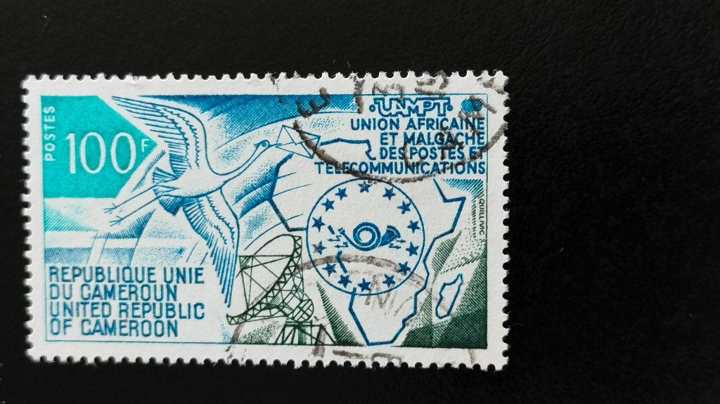Cameroun 1973 - Union poste, oiseaux, pigeon voyageur, carte, Envoi, Autres pays, Affranchi