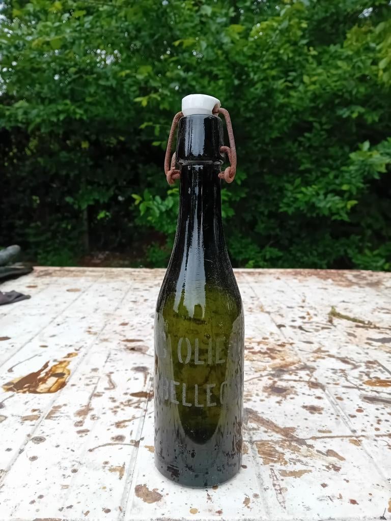Oude vintage bierfles G Olieux Bellegem, Ophalen of Verzenden
