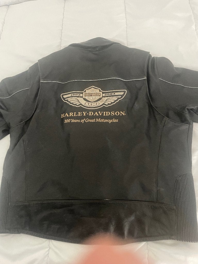 Harley Davidson leren vest, Ophalen, H D, Zwart, Maat 56/58 (XL)