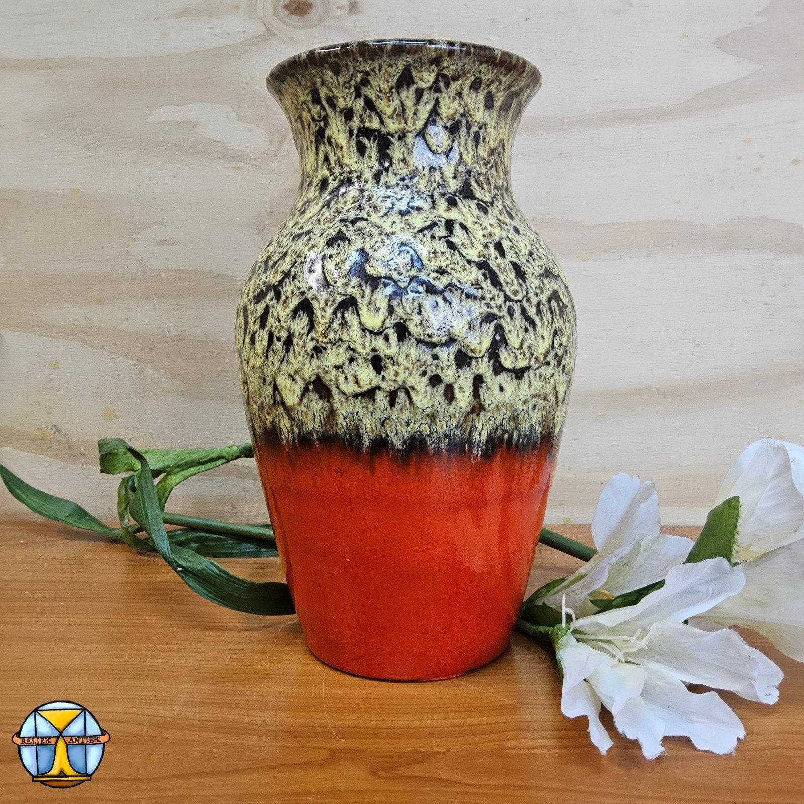 Vase à lave grasse orange vintage de l'Allemagne de l'Ouest, Antiquités & Art, Antiquités | Vases, Enlèvement ou Envoi