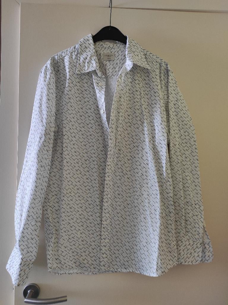Hemd geruit wit, Selected homme, maat L 42, Ophalen, Wit, Halswijdte 41/42 (L), Gedragen