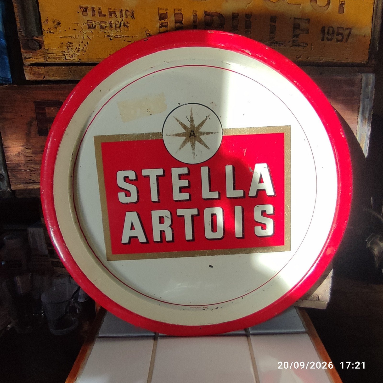 Oud metalen dienblad van STELLA-ARTOIS., Verzamelen, Ophalen of Verzenden, Gebruikt, Reclamebord, Plaat of Schild, Stella Artois