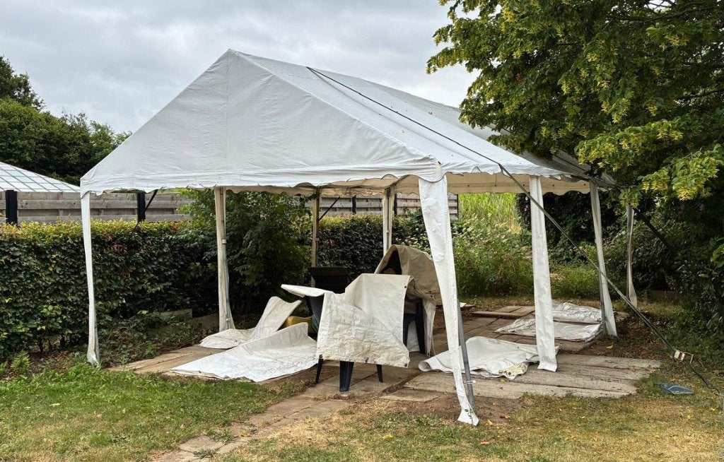 Opslagtent Partytent 4m x 6m, Tuin en Terras, Partytenten, Gebruikt, Partytent, 2 meter of meer, 5 tot 8 meter, 4 tot 6 meter