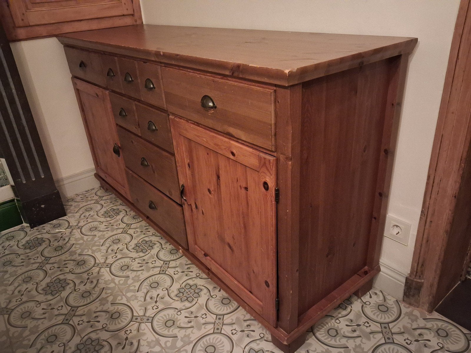 Buffet/buffet IKEA LEKSVIK — pin massif, 25 à 50 cm, 150 à 200 cm, Landelijk, Enlèvement