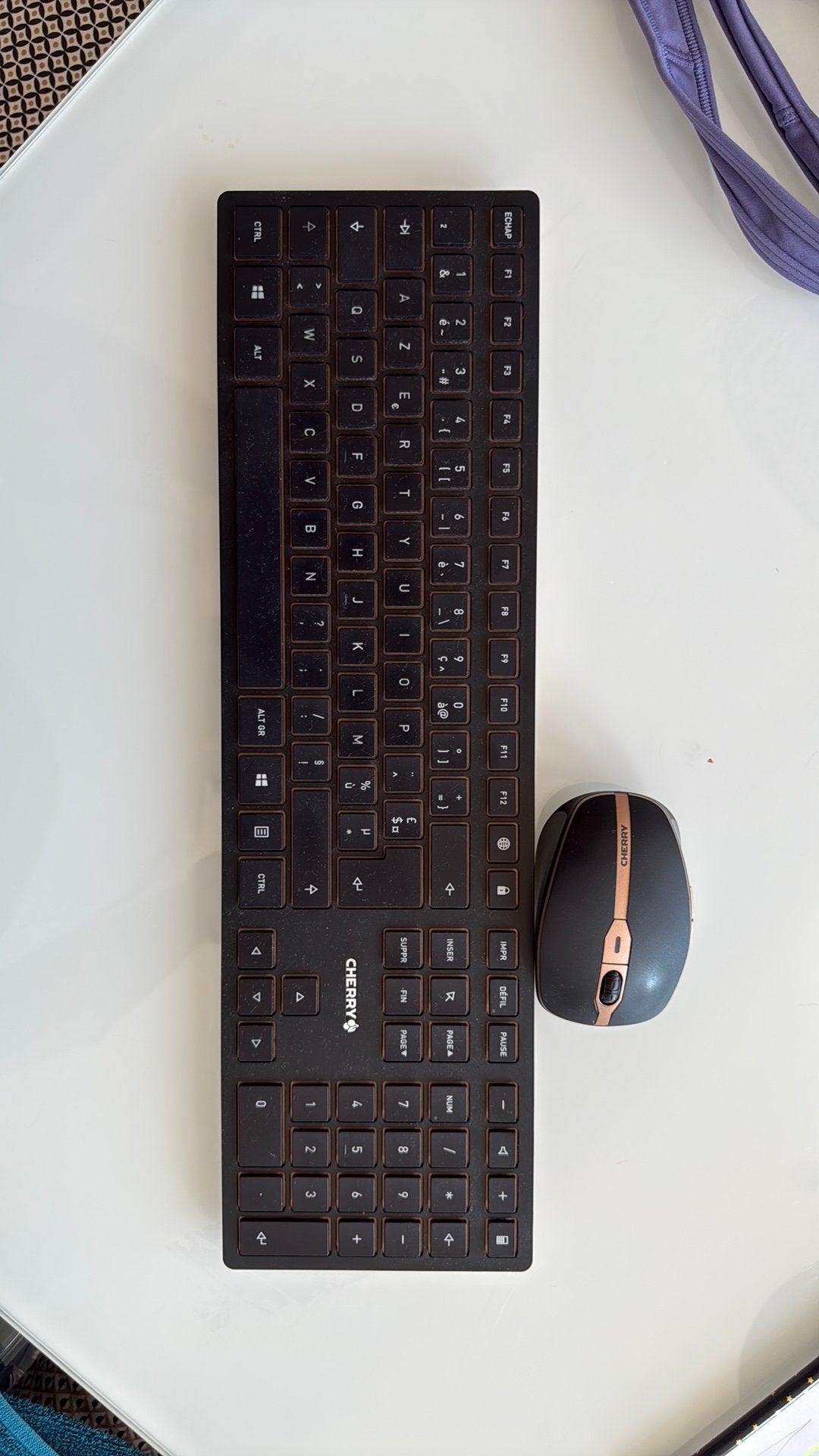 Clavier et souris Cherry DW9000 slim, Enlèvement, Azerty, Comme neuf, Sans fil