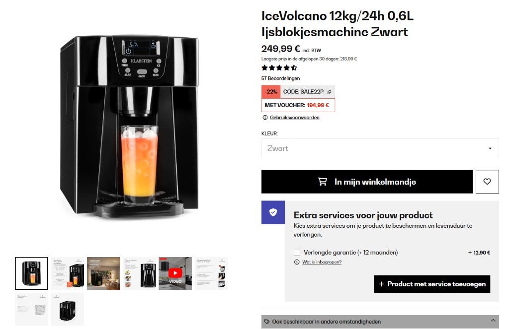 ijsmaker €70, nieuw €250, Ophalen, Zo goed als nieuw, Zwart
